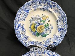 Set of 2 Spode England YELLOW & BLUE FLORAL 9 1/2 Dinner Plates