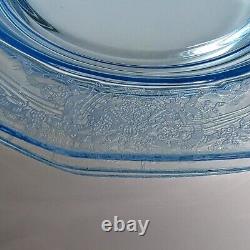 Set of 3 Fostoria June Azure Blue 9 3/8 inch Dinner Plates Pale Blue