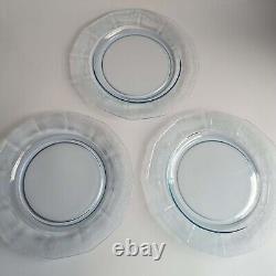 Set of 3 Fostoria June Azure Blue 9 3/8 inch Dinner Plates Pale Blue