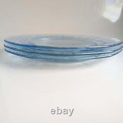 Set of 3 Fostoria June Azure Blue 9 3/8 inch Dinner Plates Pale Blue