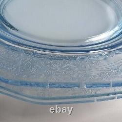 Set of 3 Fostoria June Azure Blue 9 3/8 inch Dinner Plates Pale Blue
