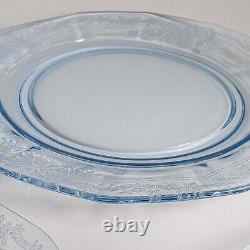 Set of 3 Fostoria June Azure Blue 9 3/8 inch Dinner Plates Pale Blue
