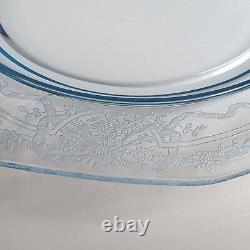 Set of 3 Fostoria June Azure Blue 9 3/8 inch Dinner Plates Pale Blue