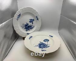 Set of 3 Royal Copenhagen Denmark BLUE FLOWERS CURVED Dinner Plates #1621
