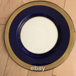 Set of 3 Royal Doulton Cobalt Dinner Plates With Gold Embossed Trim! Excellent