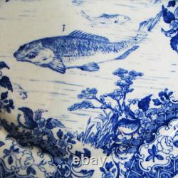 Set of 4 (+2) Vintage WT Copeland Stoke-on-Trent England Blue Fish Plates 9-3/8