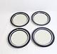 Set of 4 Arabia Finland Anemone Blue Dinner Plates 10 1/8 Inch Round