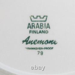 Set of 4 Arabia Finland Anemone Blue Dinner Plates 10 1/8 Inch Round