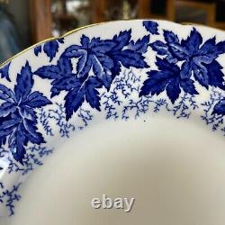 Set of 4 Coalport 4891-A England Blue Leaves on White Dinner Plates 10 3/4