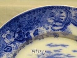 Set of 4 Country Scenes England Flow Blue Plates Scenic Village Church 9 c 1891