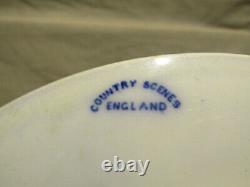 Set of 4 Country Scenes England Flow Blue Plates Scenic Village Church 9 c 1891