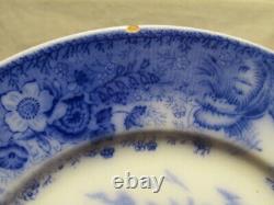 Set of 4 Country Scenes England Flow Blue Plates Scenic Village Church 9 c 1891