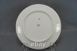 Set of 4 GDA Limoges France Pink Wild Roses Blue Ribbon & Gold 9 3/4 Inch Plates