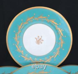 Set of 4 Mintons England Turquoise Blue & Gold Dinner / Service Plates MINT