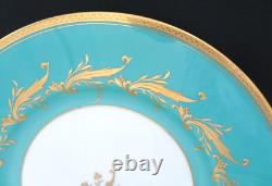 Set of 4 Mintons England Turquoise Blue & Gold Dinner / Service Plates MINT