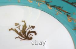Set of 4 Mintons England Turquoise Blue & Gold Dinner / Service Plates MINT