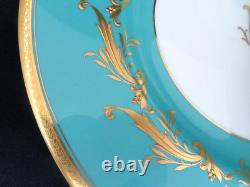 Set of 4 Mintons England Turquoise Blue & Gold Dinner / Service Plates MINT