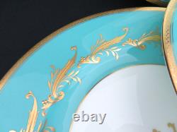 Set of 4 Mintons England Turquoise Blue & Gold Dinner / Service Plates MINT