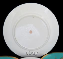 Set of 4 Mintons England Turquoise Blue & Gold Dinner / Service Plates MINT