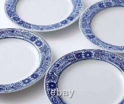 Set of 4 Pottery Barn ELSIE Dinner Plates Blue and White Flowers 10