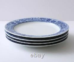 Set of 4 Pottery Barn ELSIE Dinner Plates Blue and White Flowers 10