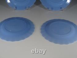 Set of 4 Pyrex Glass Delphite Blue Canadian Piecrust Dinner Plates c. 1948