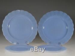 Set of 4 Pyrex Glass Delphite Blue Canadian Piecrust Dinner and BB Plates c. 1948