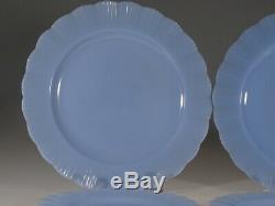 Set of 4 Pyrex Glass Delphite Blue Canadian Piecrust Dinner and BB Plates c. 1948