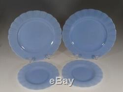 Set of 4 Pyrex Glass Delphite Blue Canadian Piecrust Dinner and BB Plates c. 1948