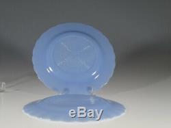 Set of 4 Pyrex Glass Delphite Blue Canadian Piecrust Dinner and BB Plates c. 1948