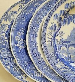 Set of 4 Spode Blue Room Collection China Dinner Plates 10.5 Blue & White