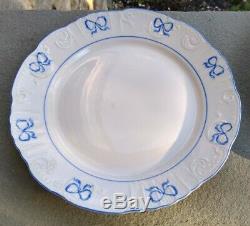 Set of 4 VISTA ALEGRE Ruban Blue 10-1/2 DINNER Plates Vintage