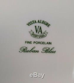 Set of 4 VISTA ALEGRE Ruban Blue 10-1/2 DINNER Plates Vintage