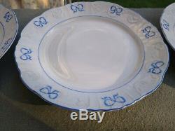 Set of 4 VISTA ALEGRE Ruban Blue 10-1/2 DINNER Plates Vintage