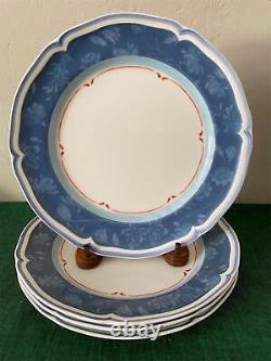 Set of 4 Villeroy & Boch COTTAGE BLUE Dinner Plates