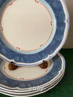 Set of 4 Villeroy & Boch COTTAGE BLUE Dinner Plates