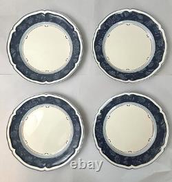 Set of 4 Villeroy & Boch Country Collection Cottage Blue Dinner Plate 10-1/2 in