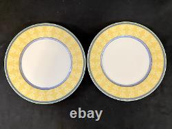 Set of 4 Villeroy & Boch, Switch 3 Corfu Dinner Plate Yellow Green Leaf. L@@K
