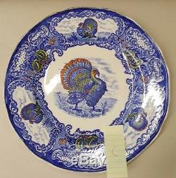 Set of 4 Vintage Nikko Stone China Blue Multicolor Turkey Dinner Plates 10 1/4