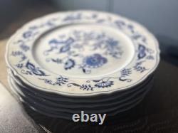 Set of 5 Blue Danube Blue Onion Dinner Plates 10.25 Japan Scalloped Excellent