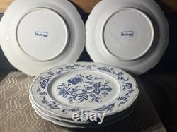 Set of 5 Blue Danube Blue Onion Dinner Plates 10.25 Japan Scalloped Excellent