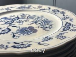 Set of 5 Blue Danube Blue Onion Dinner Plates 10.25 Japan Scalloped Excellent