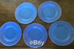 Set of 5 Blue Opalescent Glass Yalos Casa Murano 10 Dinner Plates