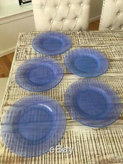 Set of 5 Blue Opalescent Glass Yalos Casa Murano 10 Dinner Plates