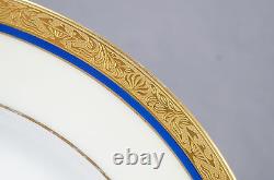Set of 5 Heinrich & Co Cobalt Blue & Gold Encrusted 9 7/8 Inch Dinner Plates