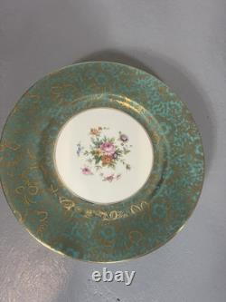 Set of 5 Menton Brocade Aqua Dinner Plates