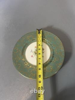 Set of 5 Menton Brocade Aqua Dinner Plates