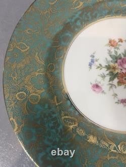Set of 5 Menton Brocade Aqua Dinner Plates