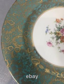 Set of 5 Menton Brocade Aqua Dinner Plates