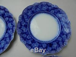 Set of 6 Antique W H Grindley Grace Flow Blue Luncheon Plates 9 Excellent